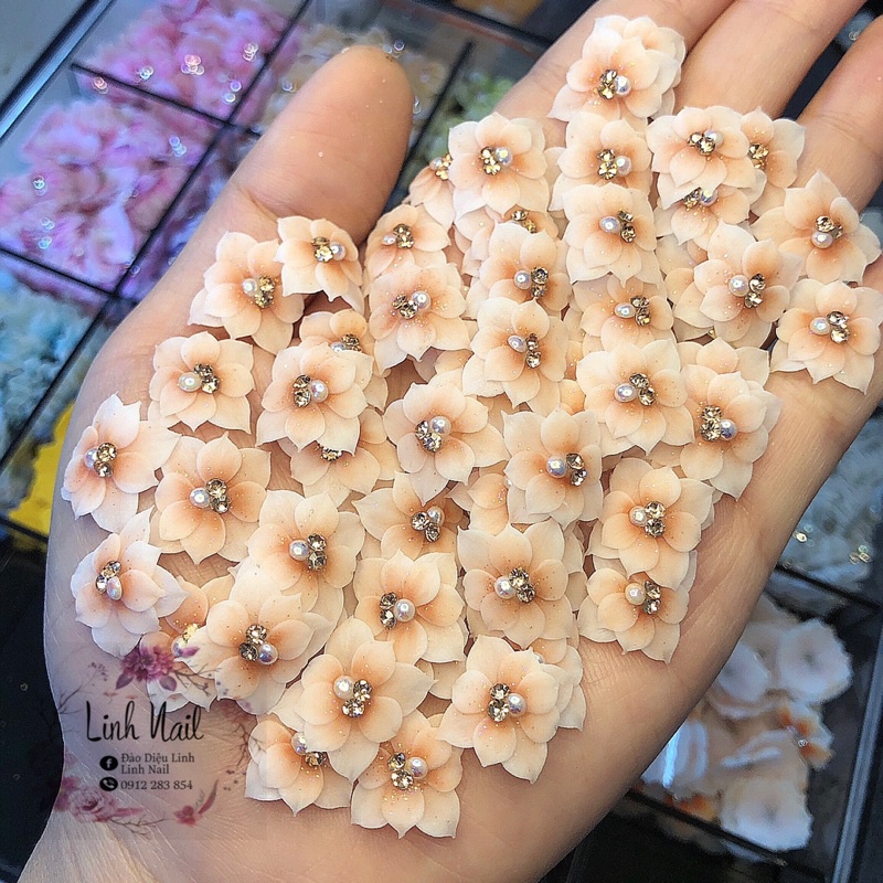 [ Hoa Nail ] - Hoa Chân Vuông - Hoa Gắn Móng - Trang Trí Móng 100% Bột Mỹ.( Giá 1 Bông )