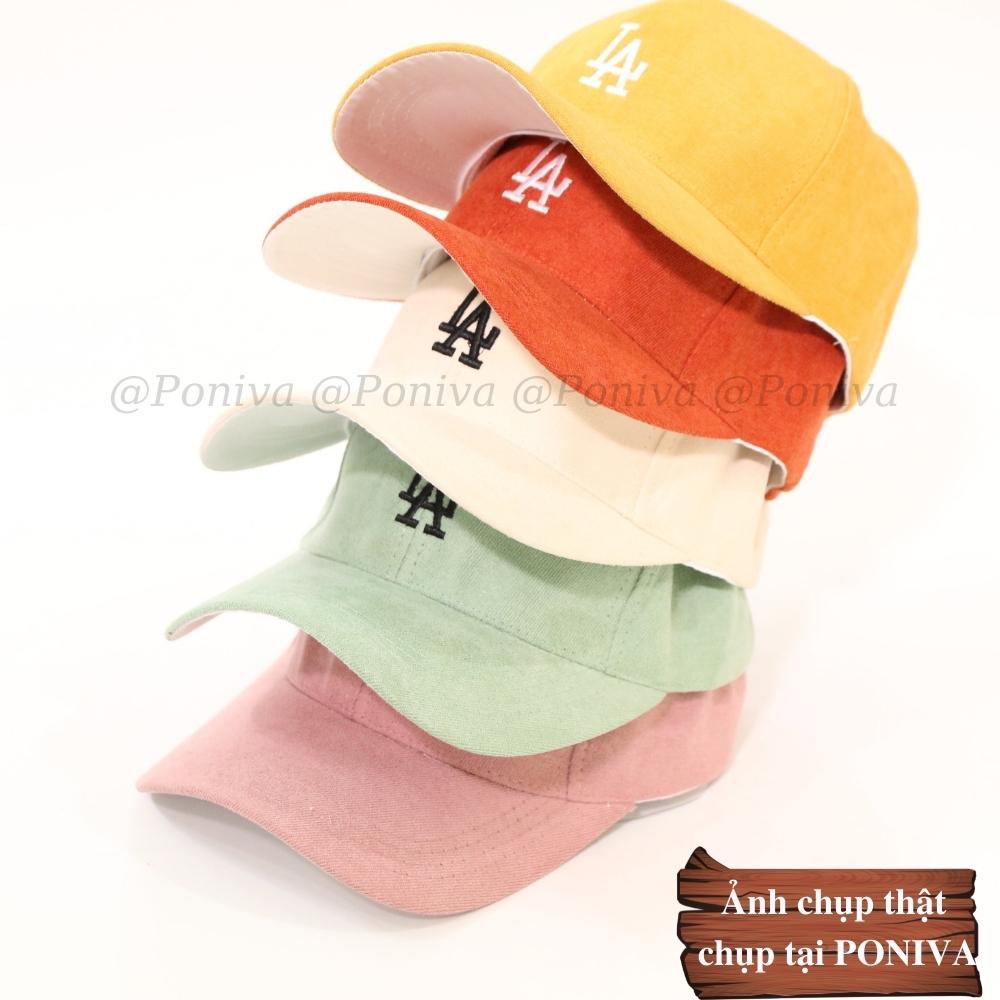 Mũ lưỡi trai ❤️ Nón kết thêu chữ L..A... chất nhung mịn form unisex LaMin5 phong cách Ulzzang Thời trang PONIVA siêu hot