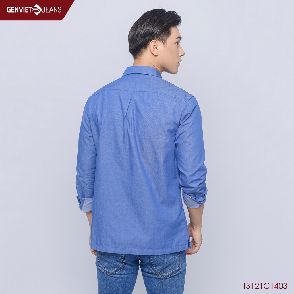 [Mã FATOP12 giảm 30K đơn 150K] Áo Sơmi Dài Tay Jeans Nam Genviet T3121C1403