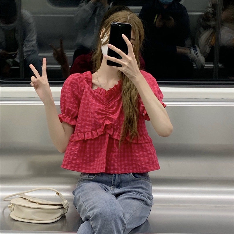 Áo Sơ Mi Ngắn Tay Cổ Chữ V Mềm Mại Ôm Dáng Thời Trang Xuân Hè Cho Nữ
