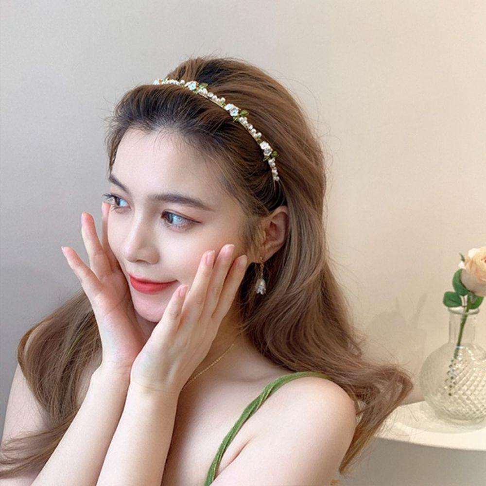 Băng Đô Cài Tóc Họa Tiết Lá Xanh Thanh Lịch Cho Nữ WMES15H