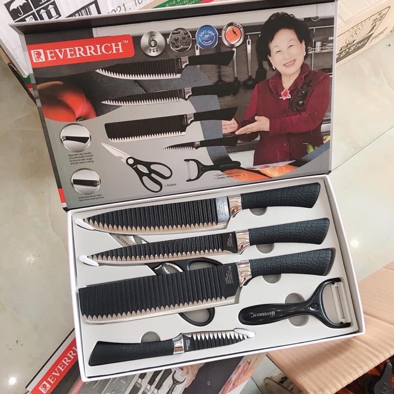 Bộ dao nhà bếp cao cấp 6 món kháng khuẩn EVERRICH
