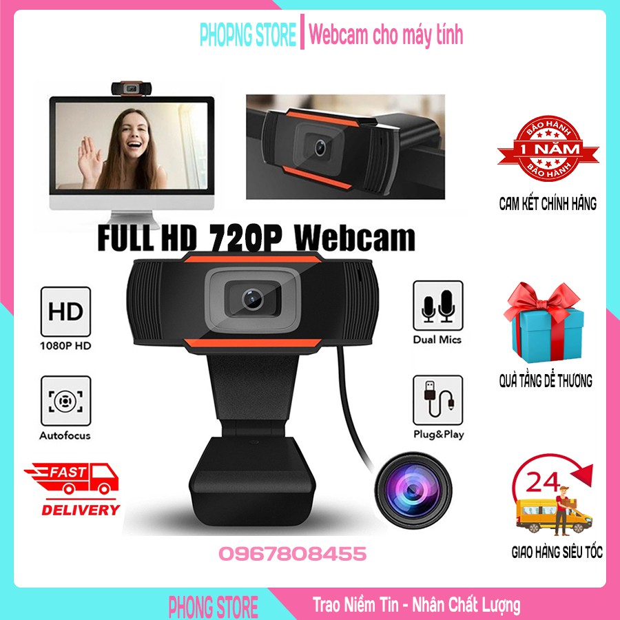 Webcam máy tính HD 720P siêu nét có mic hỗ trợ học online zom zalo - PHONG STORE