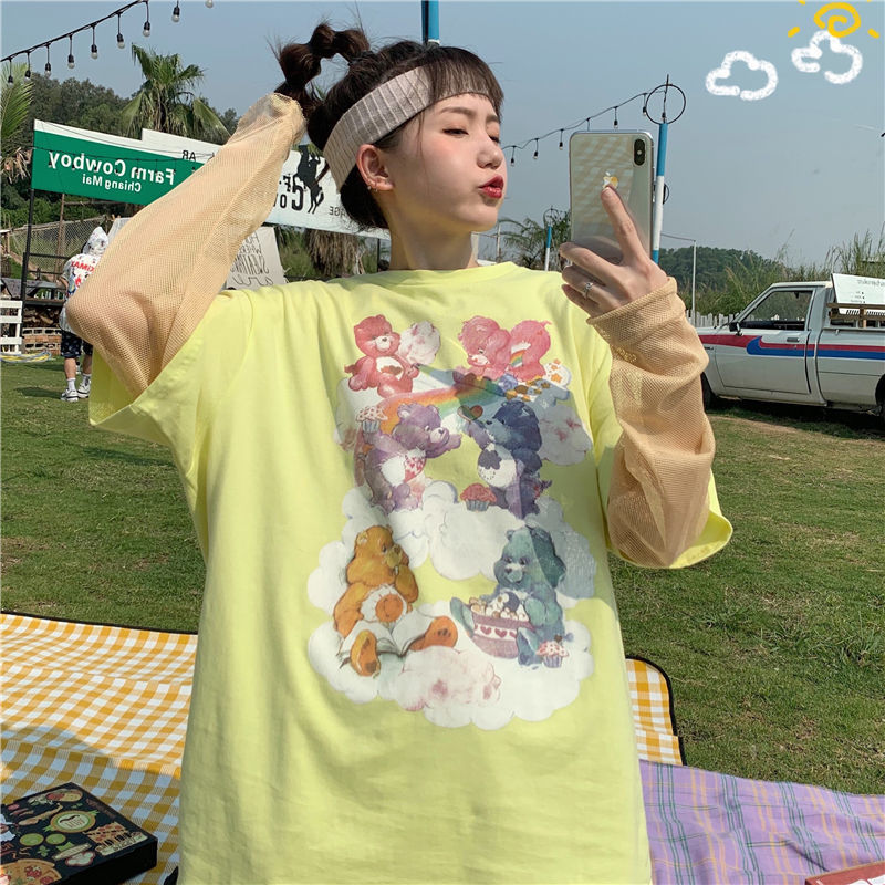 Summer new 2021 Korean loose short sleeve T-shirt for girls