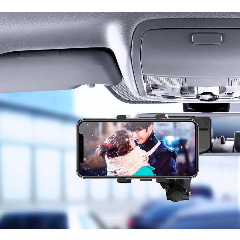 Giá đỡ kẹp điện thoại vô lăng để trên xe hơi ô tô xoay 360 độ chống rung treo đa điểm trên taplo, GF5 gương chiếu hậu