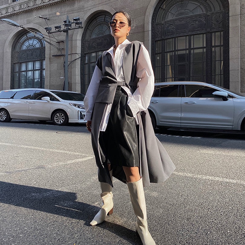 Áo Khoác Vest 22W F &amp; X Dáng Dài Ôm Eo Phong Cách Anh Quốc Thời Trang Xuân Thu Mới 2022