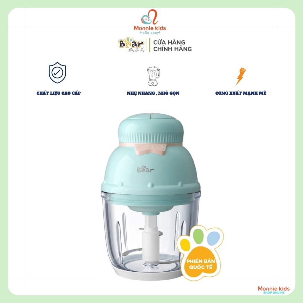 Máy xay ăn dặm cho bé Bear 0.6L GR-B06V1, máy xay mini cầm tay an toàn cho trẻ - Monnie Kids