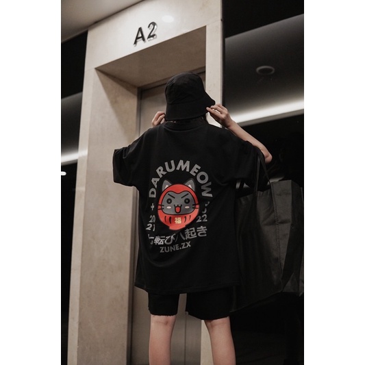 Áo thun nam nữ thiết kế form rộng unisex cotton tay ngắn in hình thần tài DARUMEOW phong cách Nhật Bản ZUNE.ZX