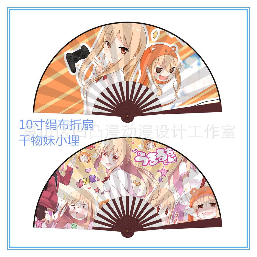 [Voucher &amp; Dịch vụ]  Quạt Gấp Vải Lụa Họa Tiết Anime, Quạt Gấp Cầm Tay 10 Inch Phong Cách Mới