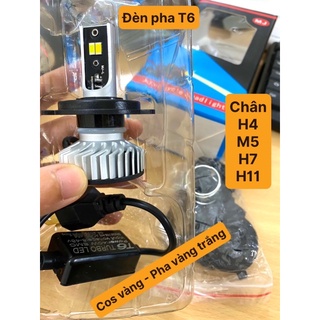 01 Đèn pha T6 chân đèn M5 H4 H7 H11 - 2 màu cos vàng pha trắng vàng cực rẻ và cực sáng