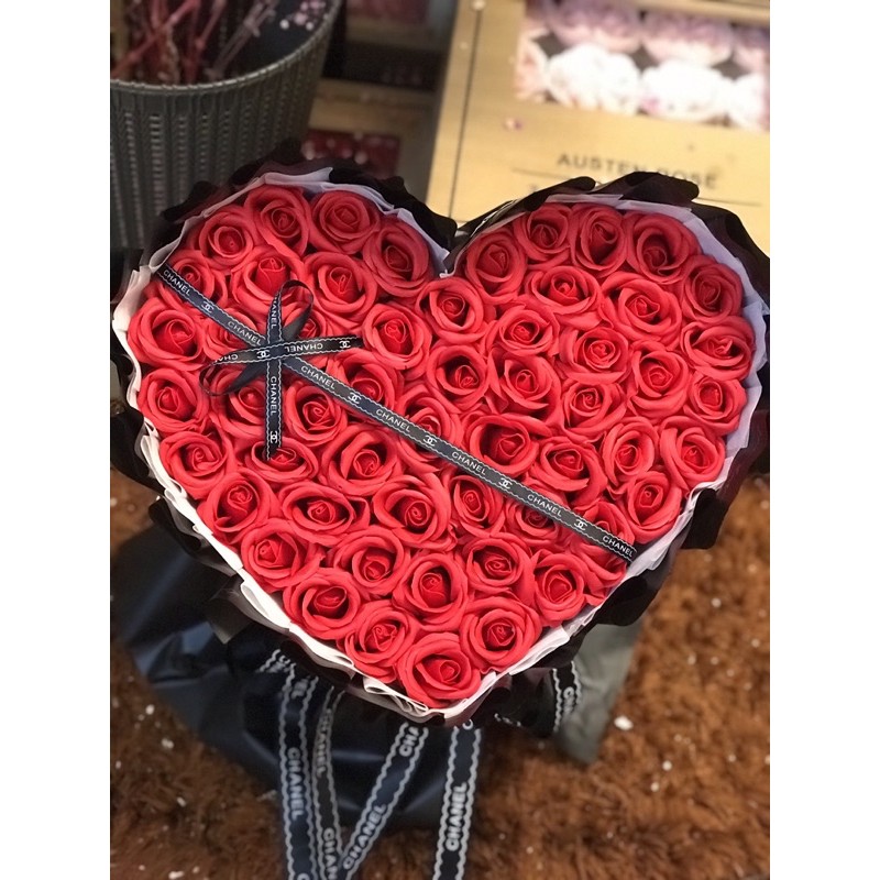 [Hoa Valentine, 8/3] Hoa sáp trái tim 60 bông vĩnh cửu cực xinh! Quà tặng tuyệt vời! Có Nowship Nội thành