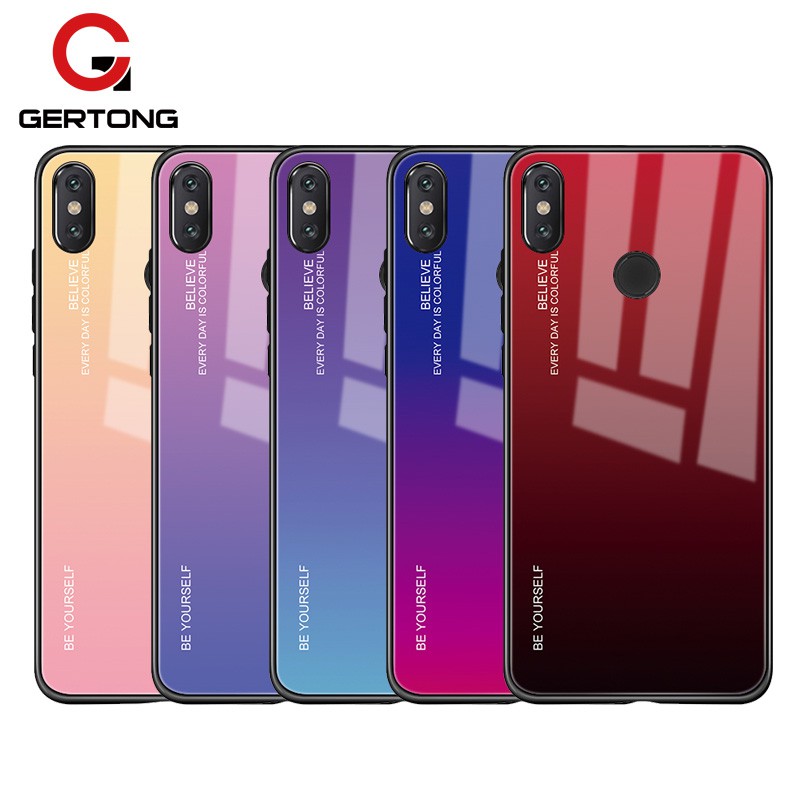 Ốp lưng cường lực Gradient Aurora cho Xiaomi Redmi Note 5 6 Pro Pocophone F1 Mi 8 A2 Lite A1 Mi8 Mi6 Mi6X Mi5X