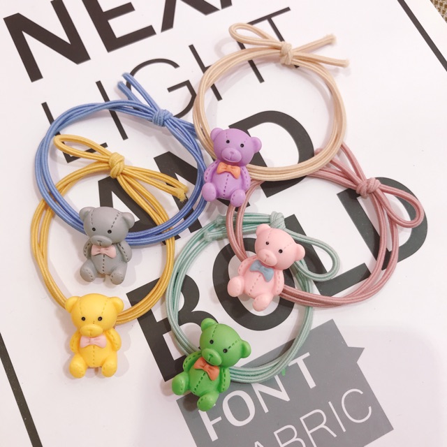 [ Hinh thật ] Dây cột tóc hình gấu nhiều màu