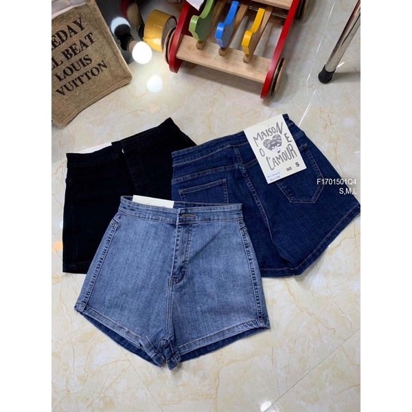 Quần jeans đùi trơn