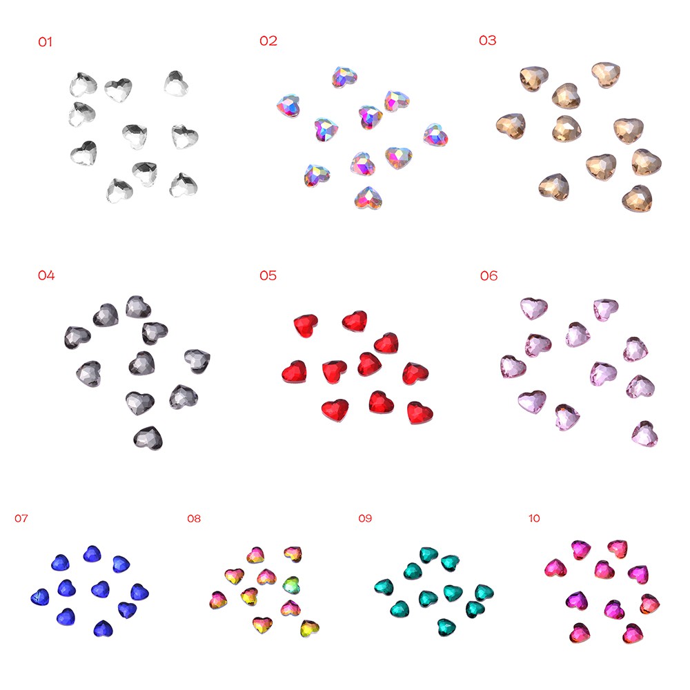 Hộp đá pha lê đính trang trí móng nghệ thuật hình trái tim