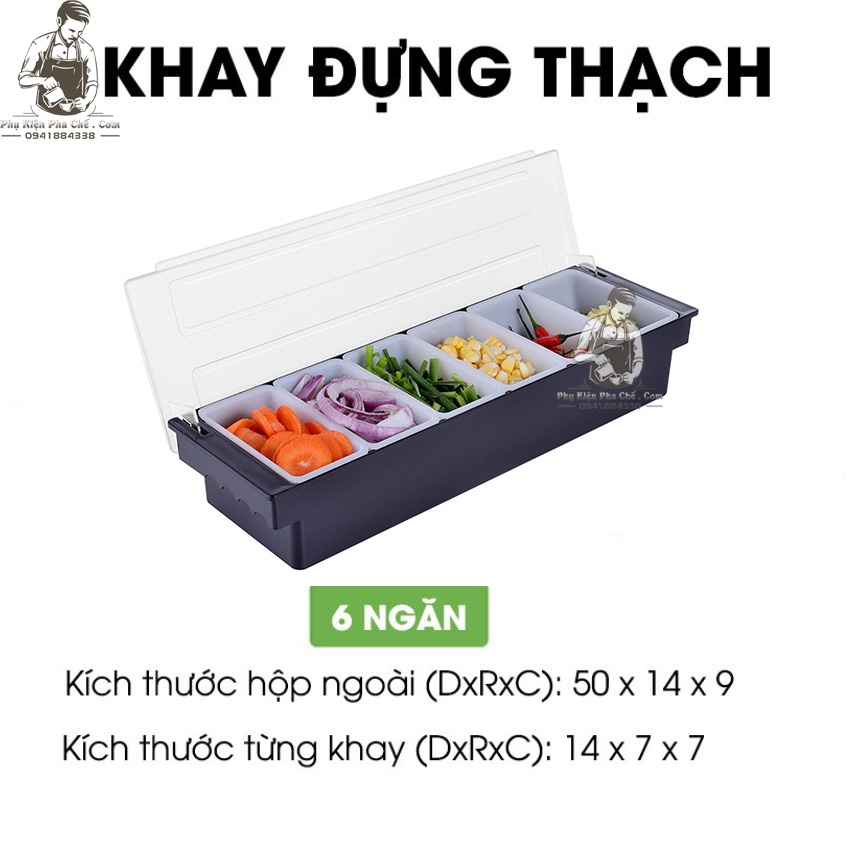 Khay 6 Ngăn - Khay Đựng Topping 6 Ngăn