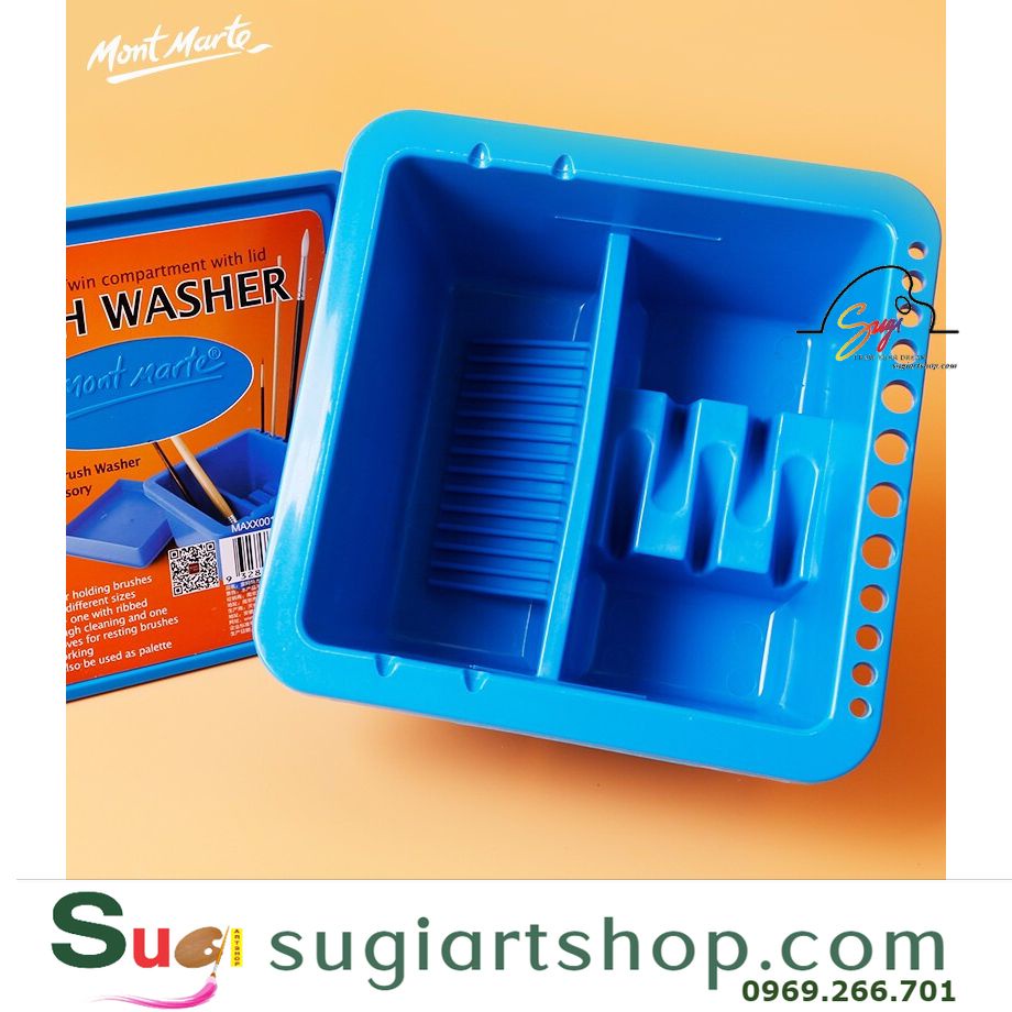 Xô rửa cọ Mont Marte 2 ngăn nhựa vuông [ Sugi art shop]