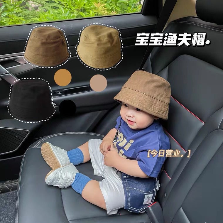 Mũ bucket trơn vải, nón vành denim sành điệu cho bé phong cách Hàn Quốc