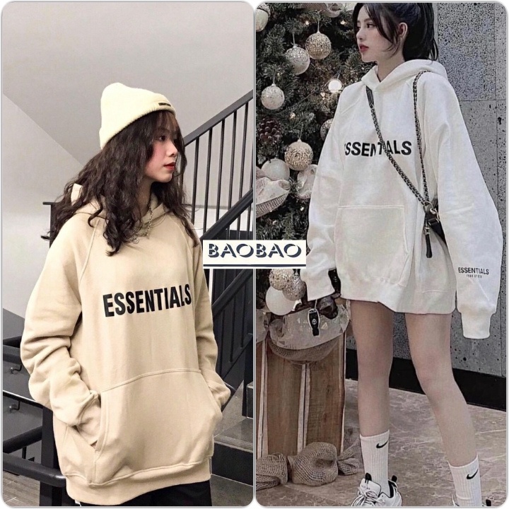 Áo Nỉ Hoodie Essentials Nữ - BaoBao.Clothing [FREE SHIP] - Sweater form rộng dài tay, phong cách retro cổ điển