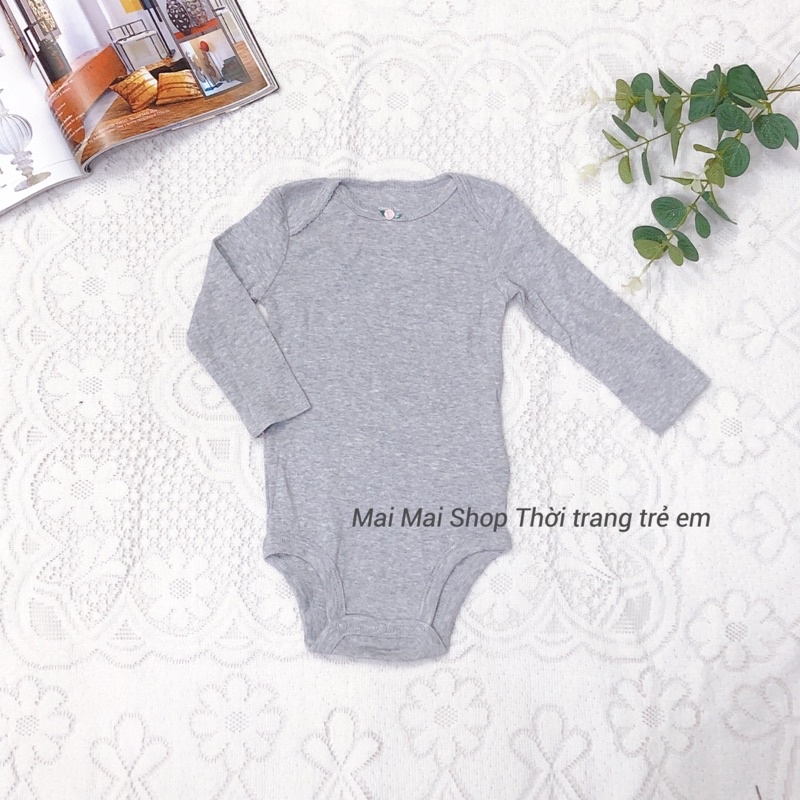 Body chip dài tay, bodysuit màu trơn cho bé gái 0-24 tháng (3M. 6M, 9m, 12M, 18M,24M)-MaiMaiShop