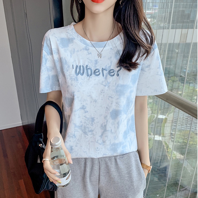Áo Thun Tay Ngắn Dáng Rộng Thêu Họa Tiết Thời Trang Xuân Hè Hàng Mới 2022 Dành Cho Bạn Nữ