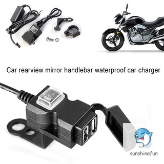 Set đầu sạc trên xe máy 12-24V 2 cổng USB chống nước
