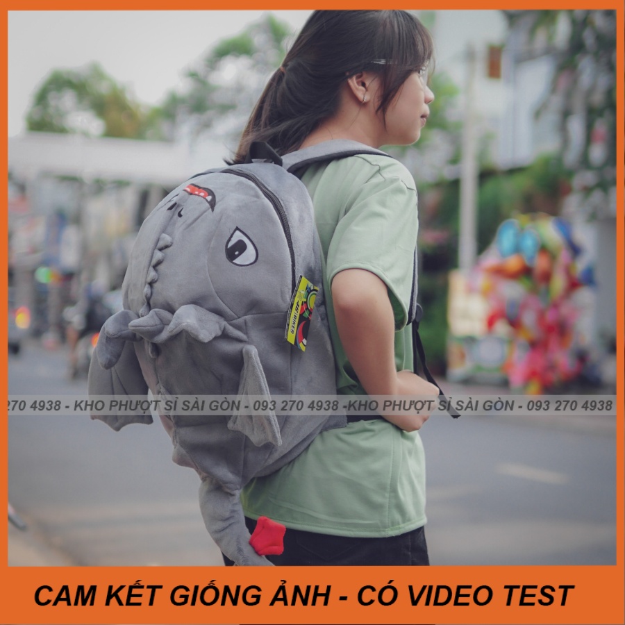 Balo nhung Rồng màu xám xi măng siêu cute chứa quần áo đi chơi - phượt siêu cute