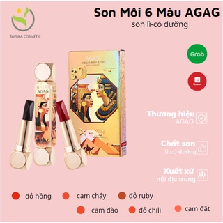 Son môi 6 màu AGAG💙KÈM QUÀ TẶNG💙son môi 2 đầu son nội địa Trung son lì có dưỡng TAYOKA