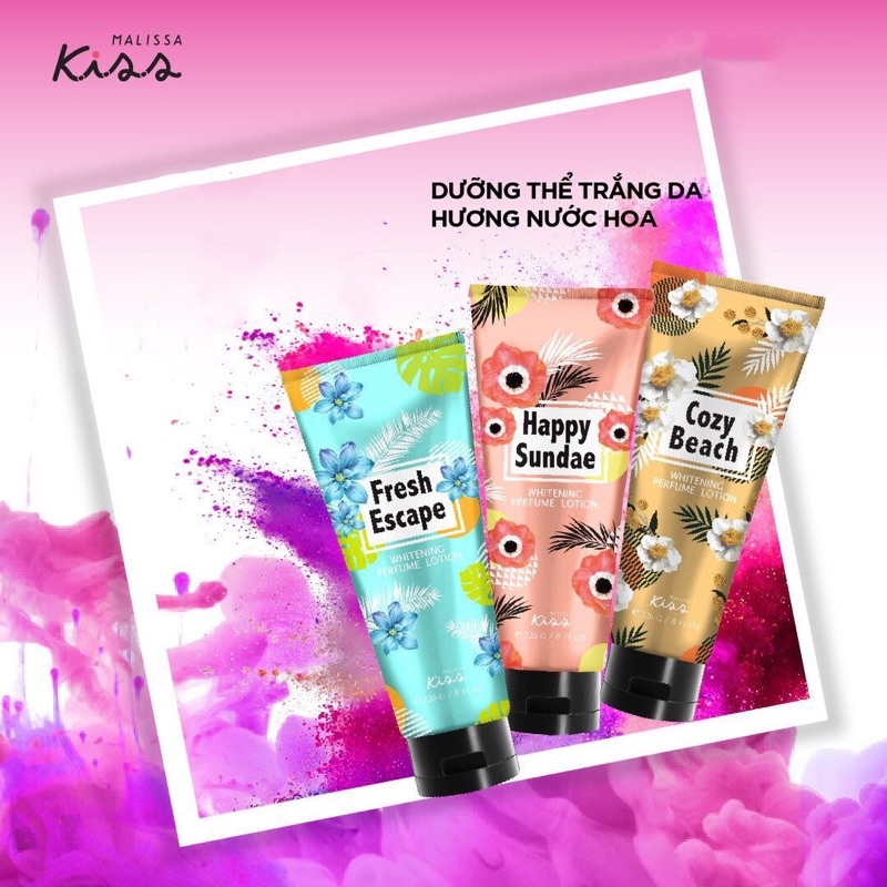 Sữa dưỡng trắng da toàn thân hương nước hoa Malissa Kiss 226g - Sunshine Series