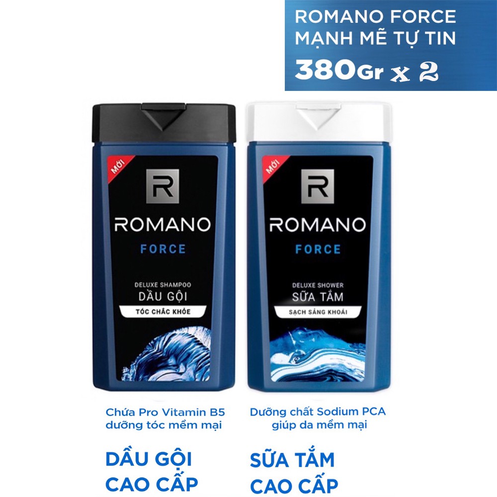 Dầu gội và sữa tắm hương nước hoa Romano Force 380gr/chai