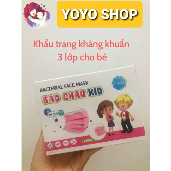 Hộp khẩu trang y tế trẻ em 3 lớp (2 tuổi-10tuổi)kháng khuẩn lọc bụi khử trùng bảo châu hàng việt nam chất lượng cao