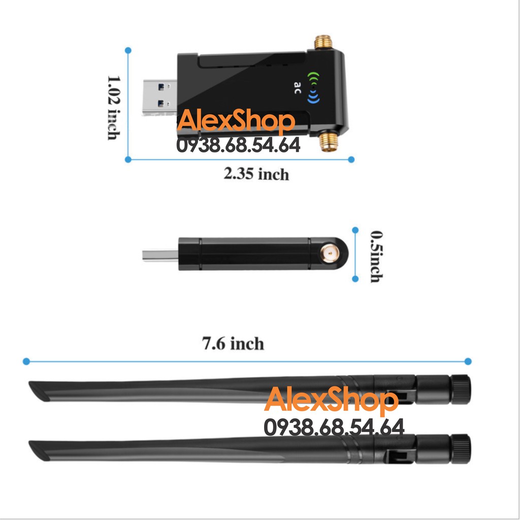 USB WiFi 3.0 Thu Phát Mạng Không Dây Anten 6dBi Băng Thông 1200Mbps Băng Tần Kép | BigBuy360 - bigbuy360.vn