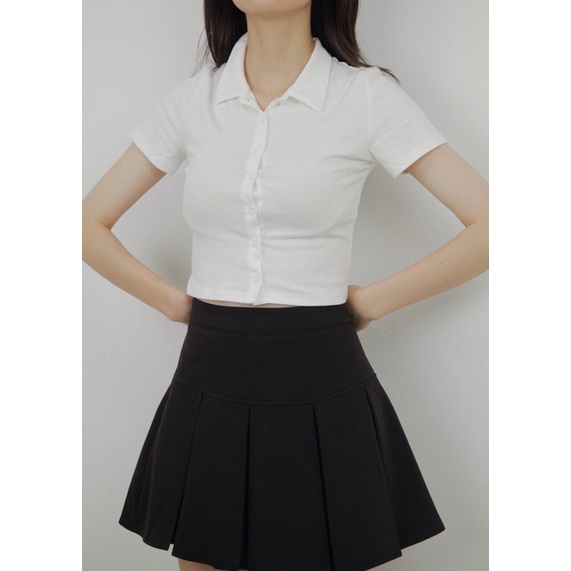 Áo Rib Cropped Polo Top