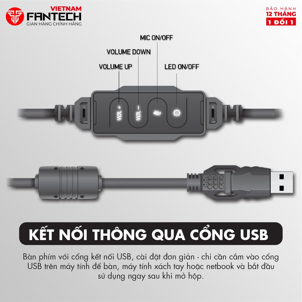 Tai nghe Gaming 7.1 Fantech HG11 CAPTAIN LED RGB Hỗ Trợ Mic Chống Ồn - Chính Hãng