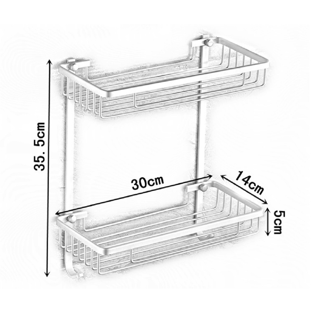 Kệ Để Đồ Gắn Tường Cao Cấp Chống Rỉ Chắc Chắn, Kê Nhà Tắm 2 Tầng