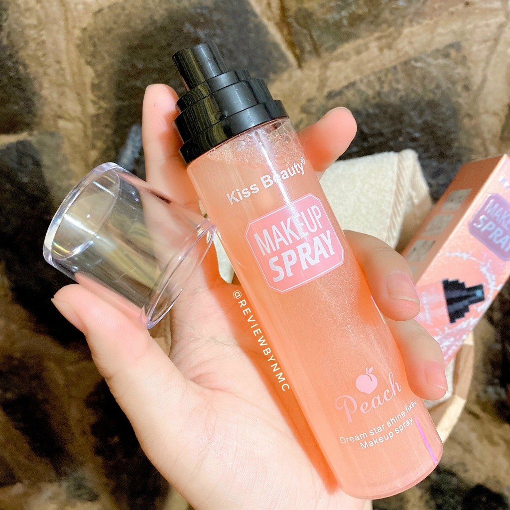 Xịt khóa nền trang điểm makeup spray Kiss Beauty Peach