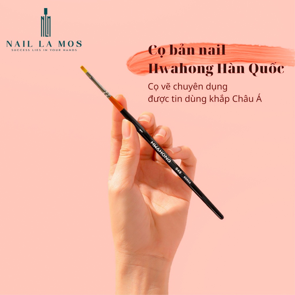 Cọ bản nail Hwahong chính hãng nhập khẩu Hàn Quốc - Cọ bản vuông số 1 vẽ hoa chuyên dụng