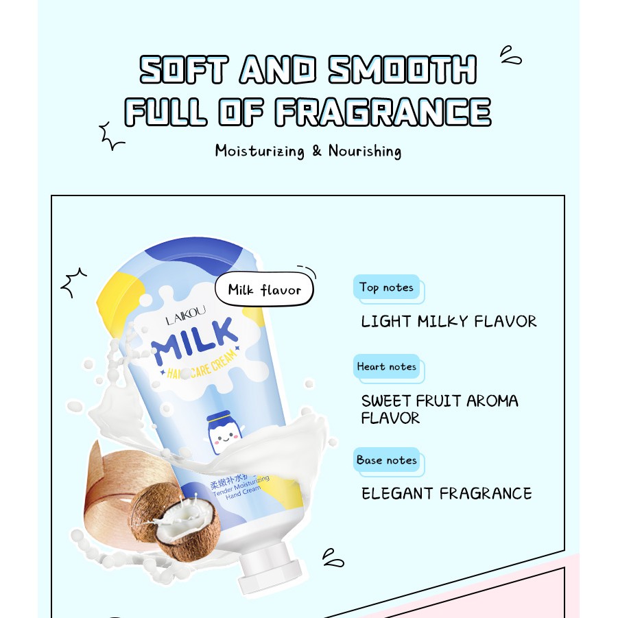 (Hàng Mới Về) Kem Dưỡng Da Tay Laikou Chiết Xuất Sữa Làm Trắng Dưỡng Ẩm Chống Nứt Nẻ | BigBuy360 - bigbuy360.vn