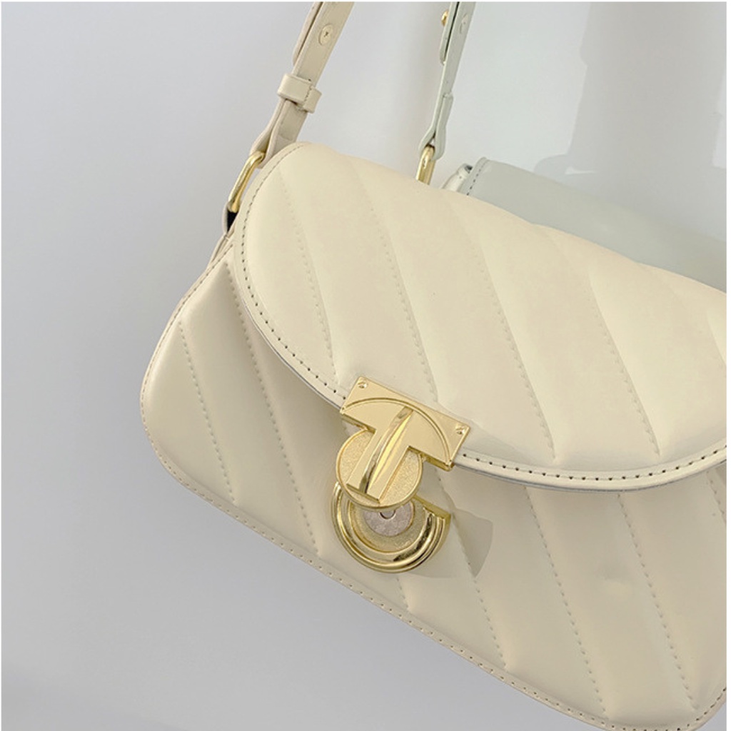 Túi đeo vai đeo chéo da mềm trần trám khóa tròn cá tính La.orie - La011