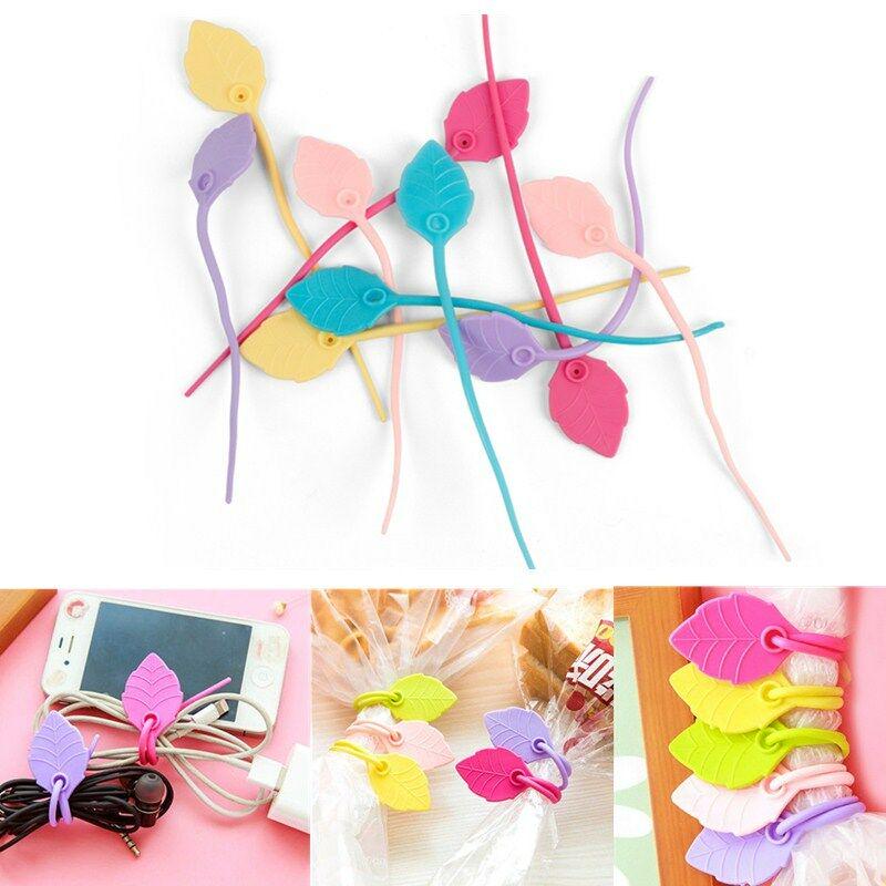 Set 10 Dây Silicone Buộc Túi Thực Phẩm Đa Năng Hình Chiếc Lá
