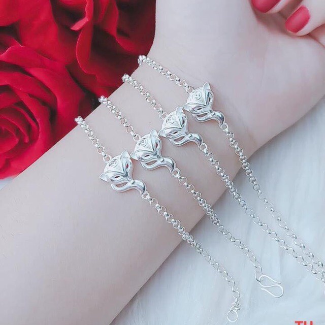Lắc tay nữ bạc thật mẫu hồ ly dây mo trắng đẹp - Kho sỉ bạc Nhất Linh