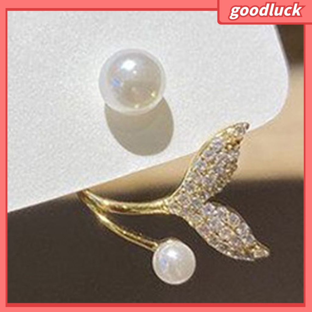 Goodluck| 1 Đôi Bông Tai Hình Đuôi Cá Đính Ngọc Trai Giả Thời Trang Dành Cho Nữ