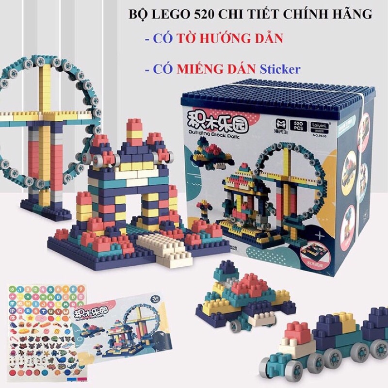 Bộ lego xếp hình 520 chi tiết đồ chơi cho bé lắp ráp - Đồ chơi phát triển tư duy - Đồ chơi lắp ráp