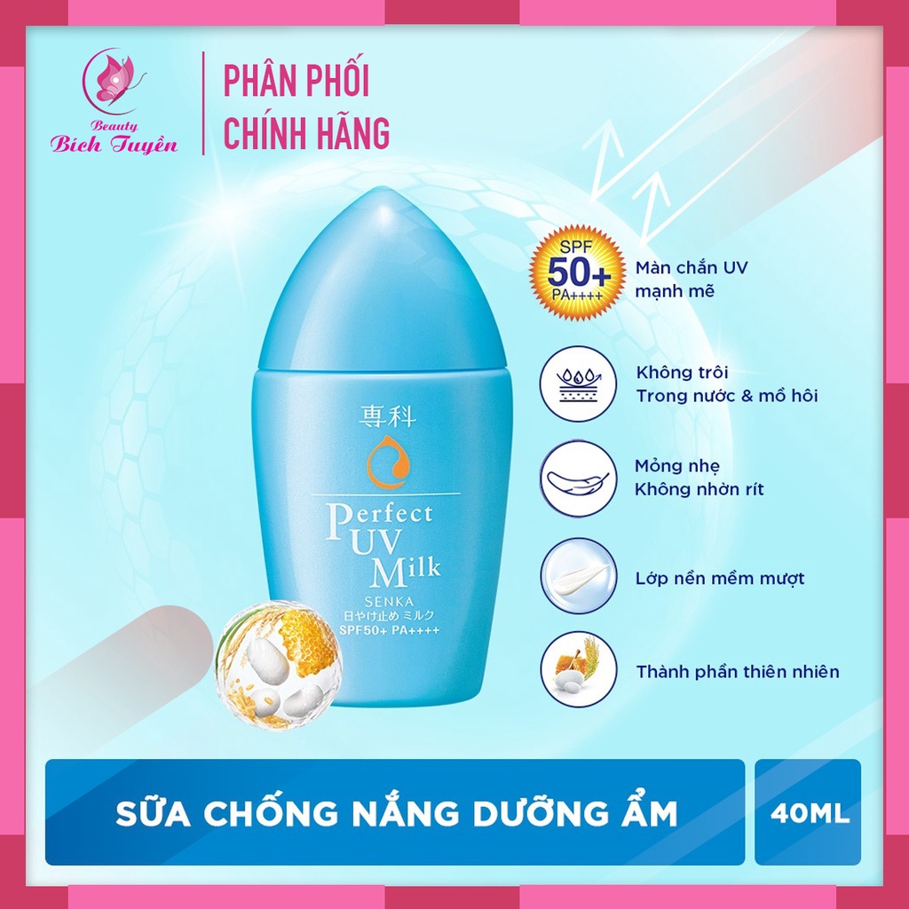 Kem chống nắng dạng sữa Senka Perfect UV Milk 40ml - sữa chống nắng dưỡng ẩm