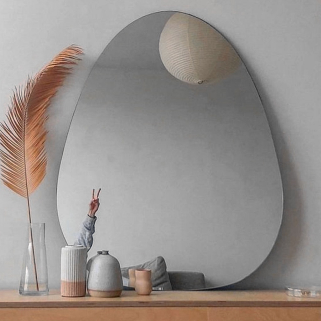 Gương toàn thân decor quả trứng, quả xoài có led cảm ứng treo tường or dựa tường có đế gỗ