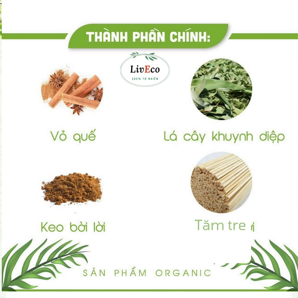 Hương Nhang Sạch Xanh Khuynh Diệp gói nhỏ 100% KHÔNG HÓA CHẤT, CUỘN TÀN, nồng, cay mắt, ít khói, An toàn sức khỏe bà bầu