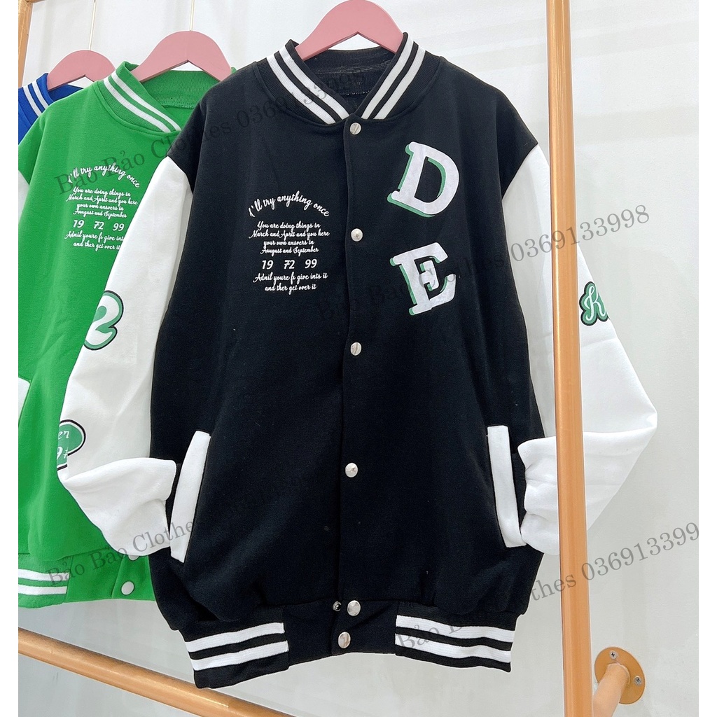 Áo Khoác DE Dáng Rộng Bomber Nam Nữ Unisex Dày Dặn Bo Tay Bồng Chất Nỉ Dày Đẹp