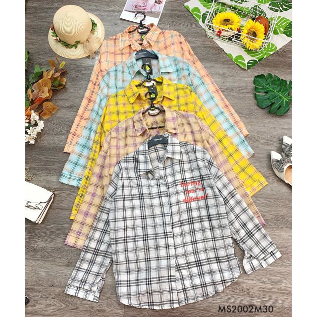 Áo sơ mi kẻ ô moschino Quảng Châu (Ảnh thật)