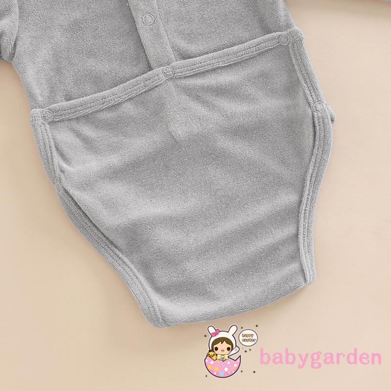 Bộ Áo Liền Quần Tay Dài Cổ Tròn Cài Nút Màu Sắc Đơn Giản Thời Trang Cho Bé Sơ Sinh