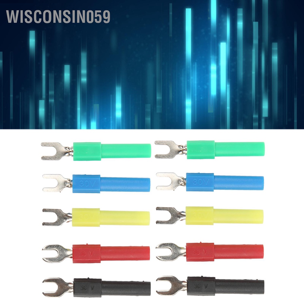 Wisconsin059 10PCS U Type Wire Connector Rear 4mm Socket 5 Color for Multimeter Electronic Application